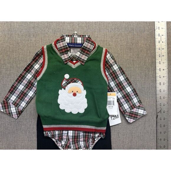 NEW BNWT Bonnie‎ Jean/Matt's Scooter Boys Outfit Clothes Santa Xmas Size 12M - Picture 3 of 6
